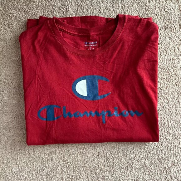 Champion Shirt Mens XL Long Sleeve Crewneck Logo Spellout Red - Picture 11 of 11